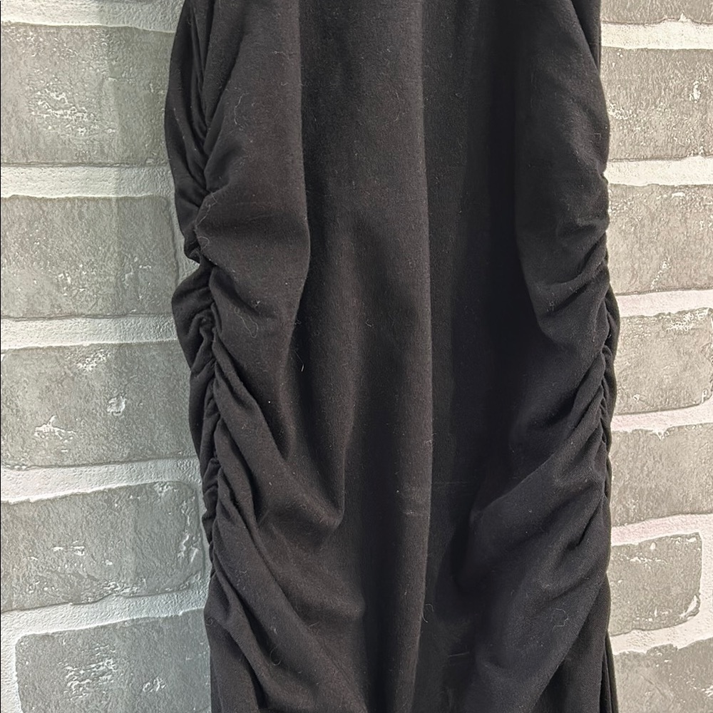 Michael Stars Black Ruched Midi Dress Small Racerback Stretch USA Made NWOT - Picture 5 of 8